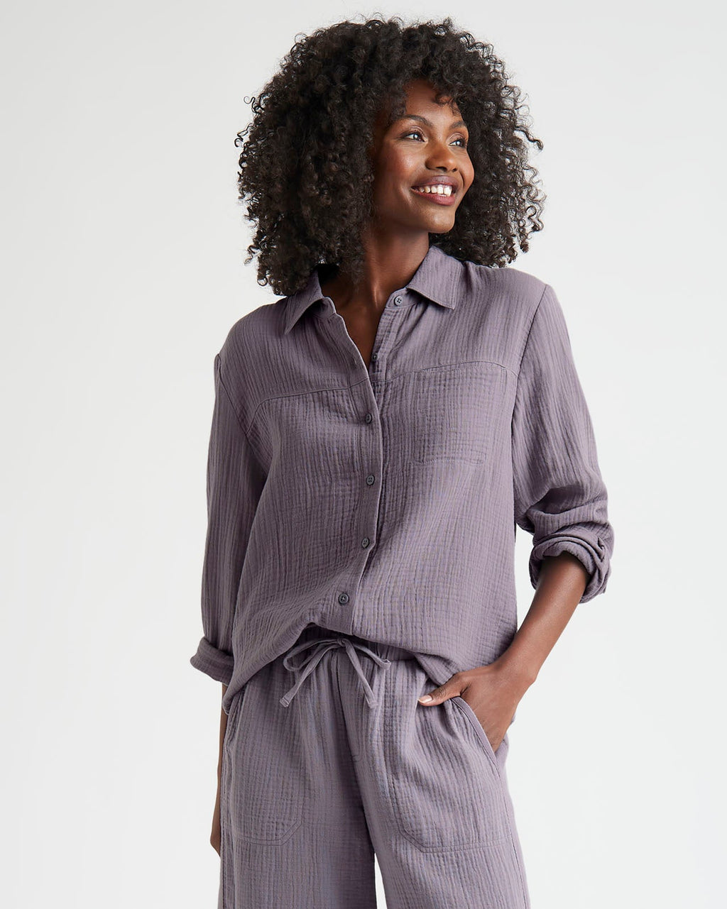 Kit Gauze Button Down Shirt
