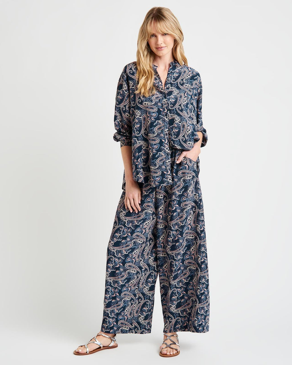 Alessandra Paisley Silk Button Down Shirt