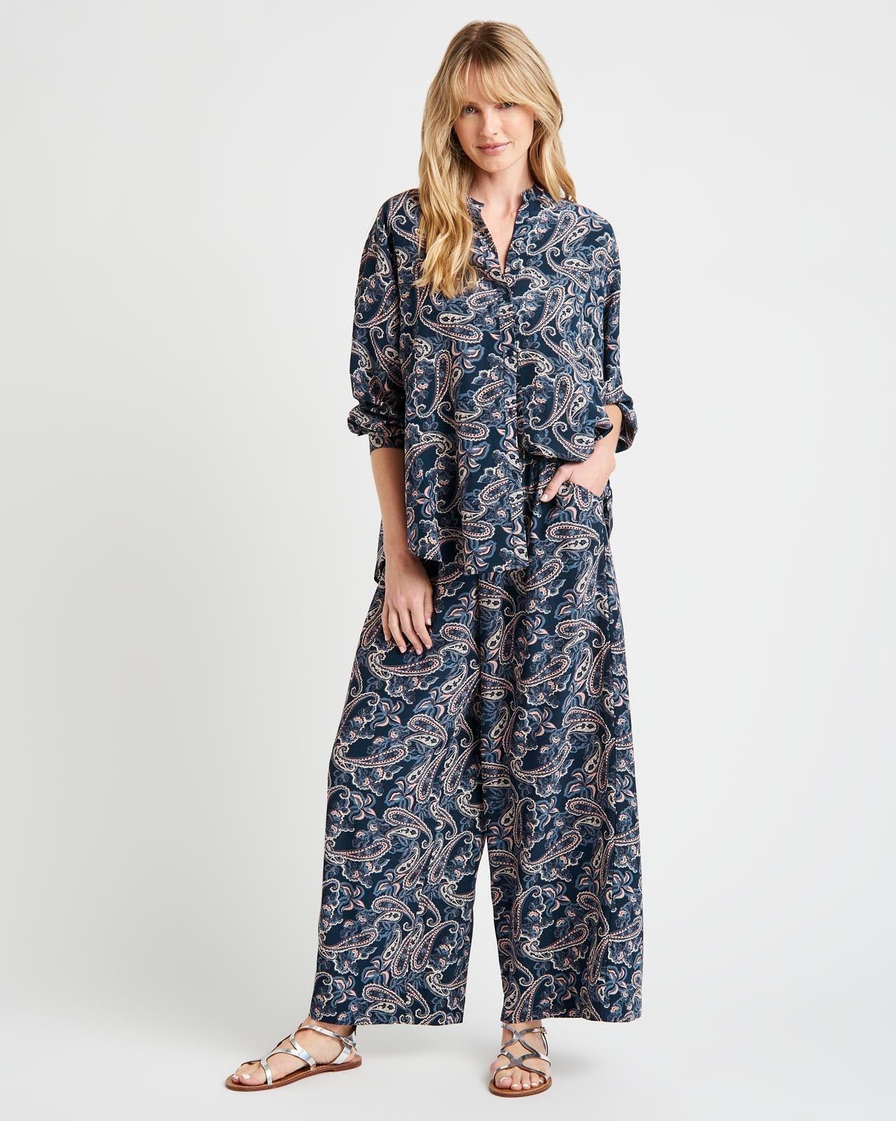 Alessandra Paisley Silk Button Down Shirt