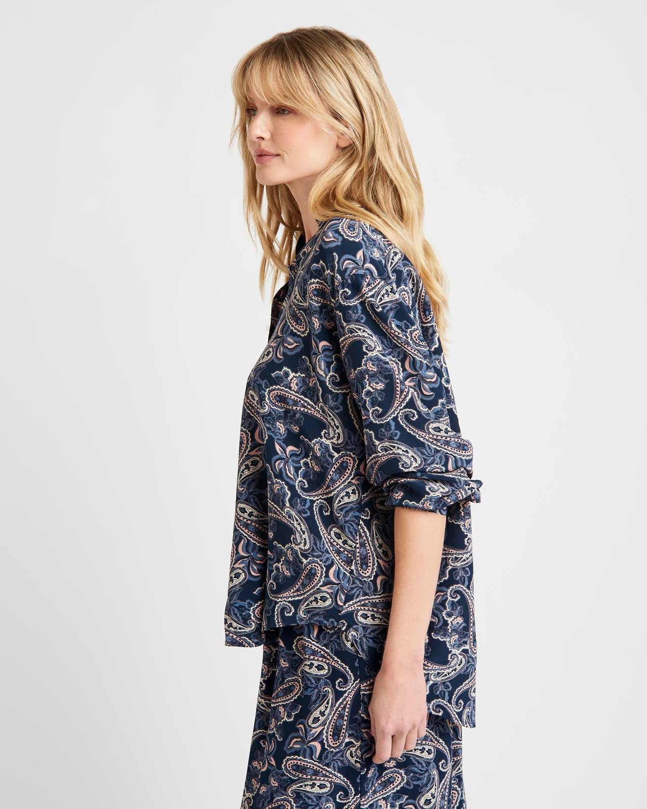 Alessandra Paisley Silk Button Down Shirt