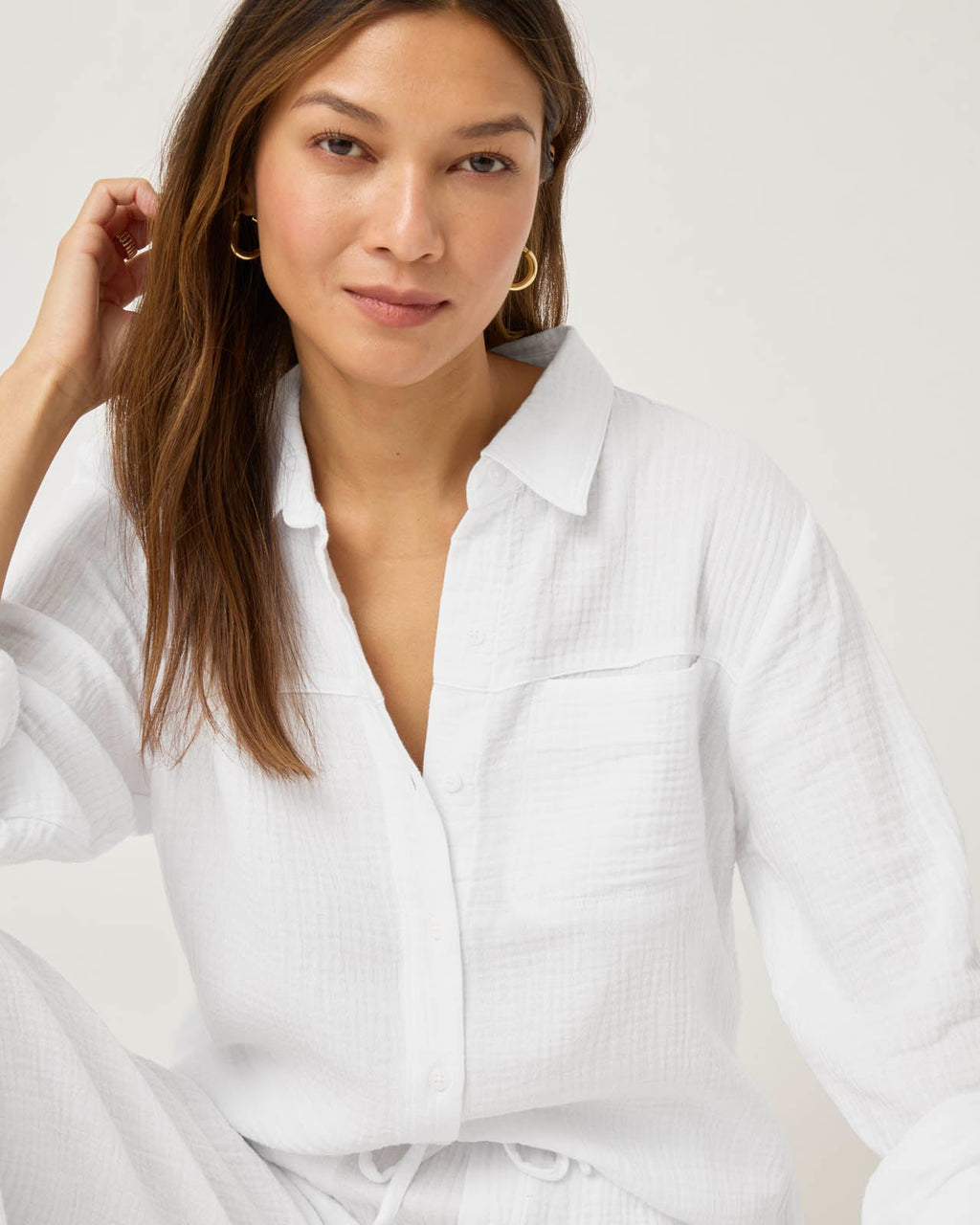 Kit Gauze Button Down Shirt