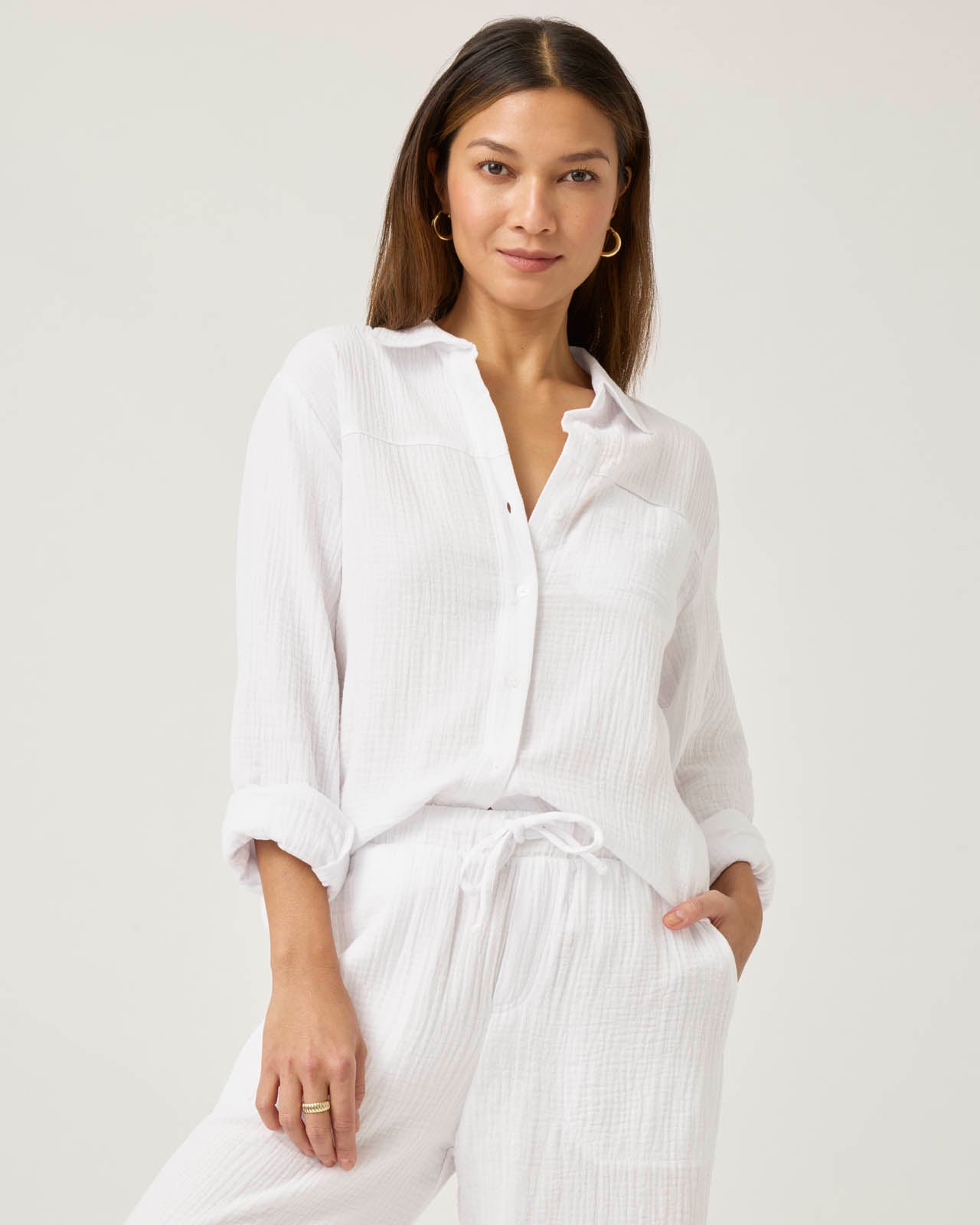 Kit Gauze Button Down Shirt